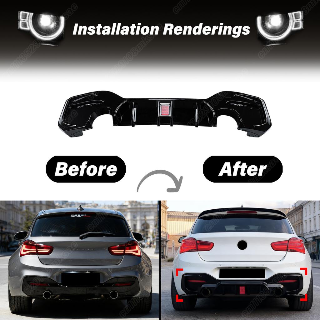 For BMW 1 series F20 F21 M Sport 2015 2016 2017 2018 2019 Lci Car Rear Bumper Spoiler Lip Diffuser Decoration Accessories Kit