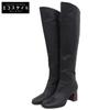 Mode et Jacomo Отличное состояние кожаная задняя панель квадратный носок длинные сапоги для женщин, черные, размер 9,3" обувь 23,5 черныйПодержанный