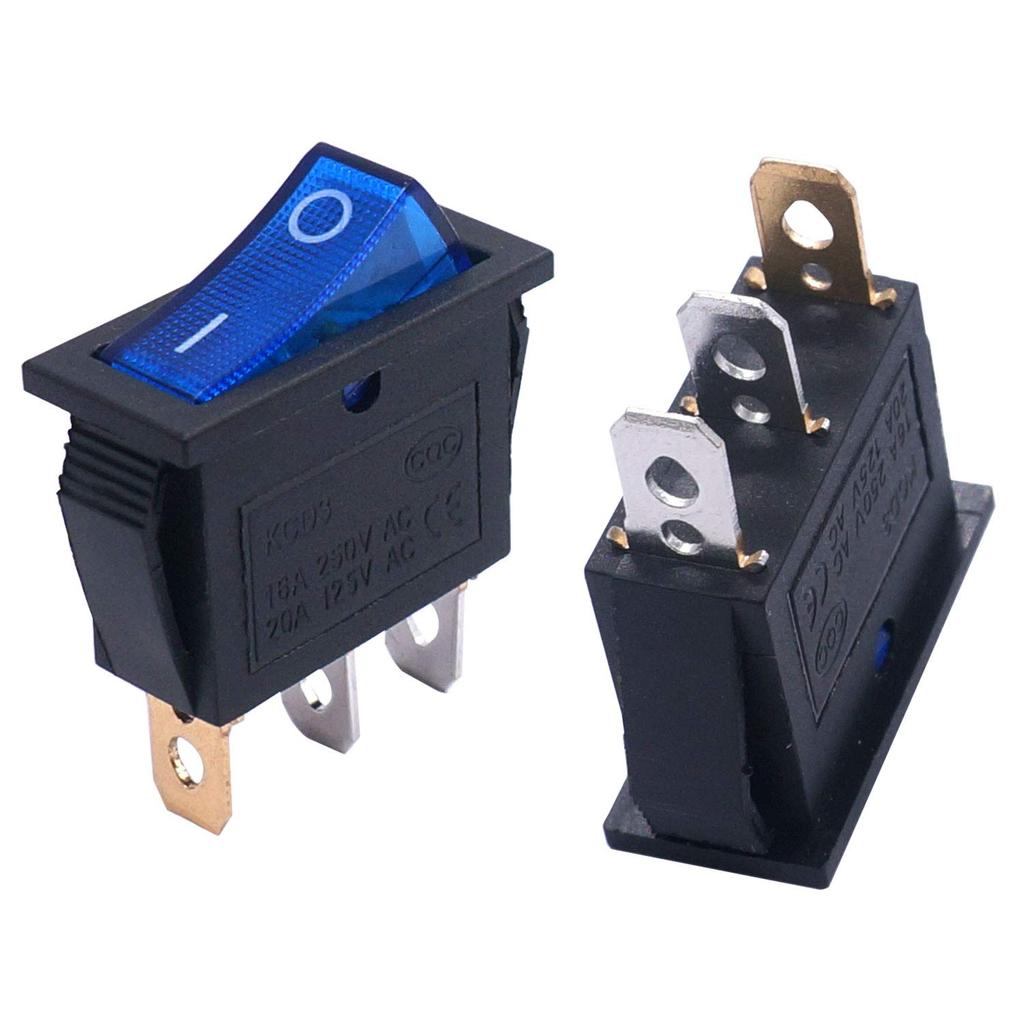 12Pcs KCD3 Rocker Switch 3 Pin 2 Position ON OFF 16A 250V 220V 20A Boat-shape Electric Toggle Switch with LED Light For Car Pushbutton Switches 3