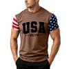 Мужская повседневная футболка с коротким рукавом Свободный крой Круглый вырез Летняя для ежедневной носки Легкая дышащая ткань Принт США