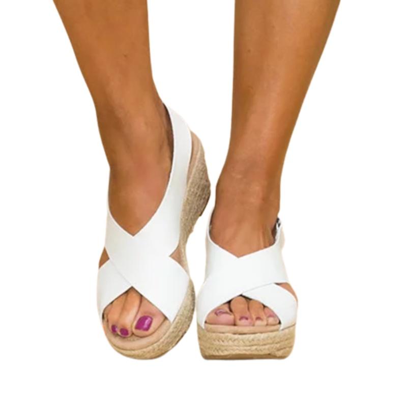 Plus Size Women's Mid Wedges Sandals With Thick Cork Platform For All-day Comfort