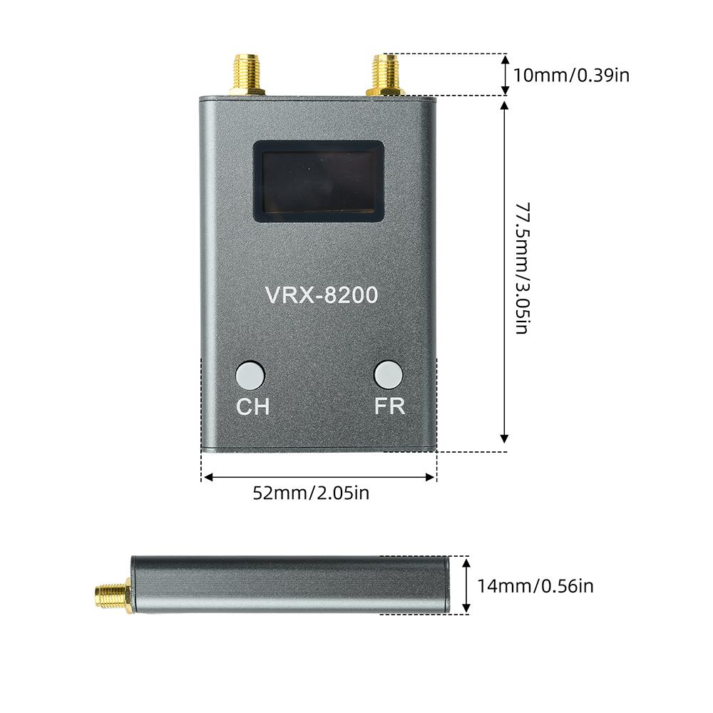 6 8.2GHz VRX 8200 Video Receiver 128Ch Auto Scan OLED Screen 95dBm Sensitivity Dual Antenna Wireless Video Transceiver