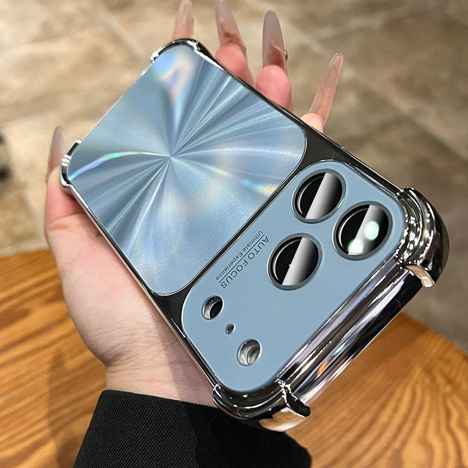Лазерный чехол Aurora с покрытием для iPhone 17 Air 13 14 15 16 Pro Max 16Pro 17Pro, узор CD, большие окна, мягкая защитная крышка