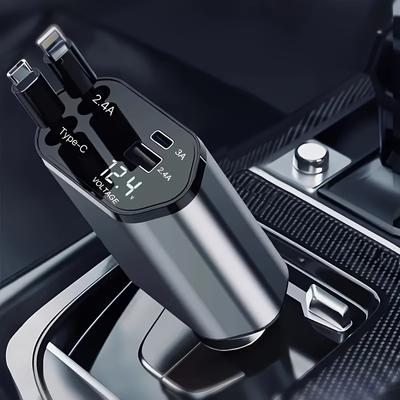 Автомобильное зарядное устройство 4-в-1 100 Вт PD Fast со встроенными кабелями для iPhone и USB-C - Smart Safety