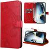 Protective Case - BOOLING - for Samsung Galaxy A36/A56 5G - Red Leather Effect - Butterfly Pattern - 2 Tempered Glass