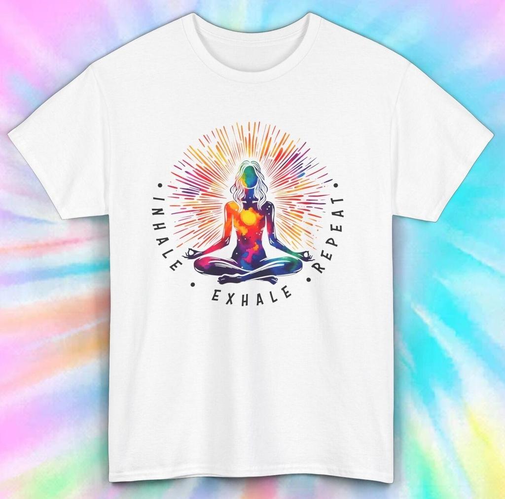 Inhale Exhale Repeat Shirt Vibrant Yoga Pose Design Tee S5xl