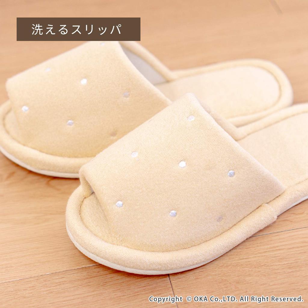 Oka Fits Feet Up To Approximately Pure Cologne Mu Polka Slippers, Beige, 25cm, (basic Dots)