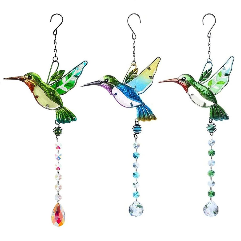 Crystal Suncatchers for Windows - Hummingbird Crystal Ball Prisms Hanging Crystals Ornament for Home Garden Office Wedding Christmas Decoration