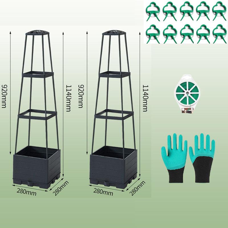 Balcony and Rooftop Vegetable Planting Box with Tomato Cage: Durable Plastic Flower Pot Container for Home Gardening.