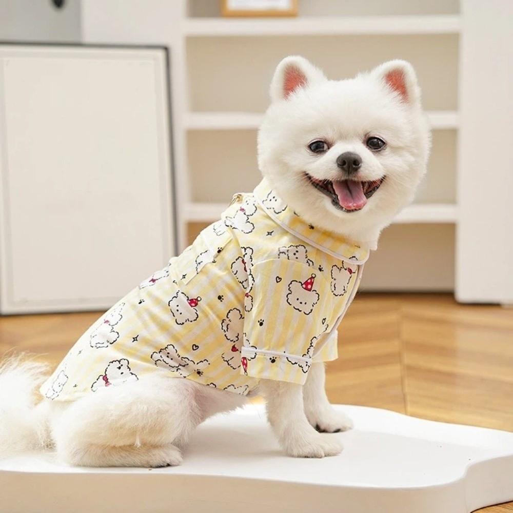 Cartoon Animal Pattern Puppy Cotton Shirt Breathable Dog Short Shirt Cute Pet Sleepwear  Summer