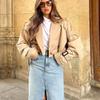 with Belt Cropped Trench Jacket Double Breasted Jackets Women Chic Autumn Winter Coat  Holiday