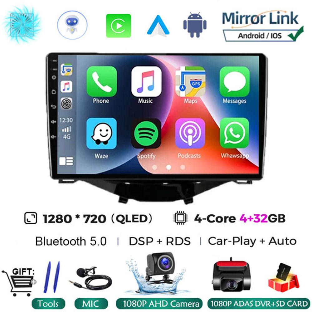 Car Radio Multimedia Player Android 14 For Toyota Aygo 2015 Peugeot 108 2020 Citroen C1 2015 - 2022 GPS Navigation Apple Carplay