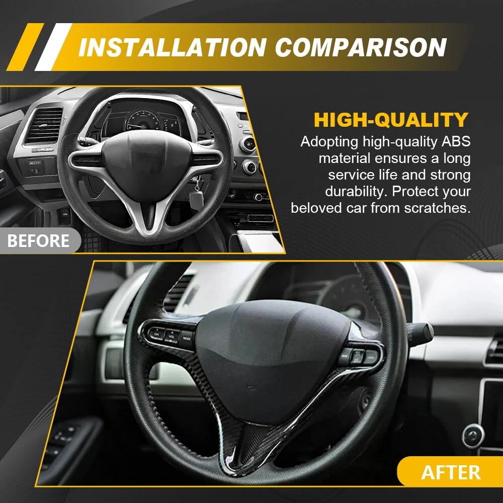 78540-SVA-A01ZA Car Interior Steering Wheel Trim Cover ABS Carbon FiberTrim Frame For Honda Civic 8th Fd2 2006- 2011 Accessories