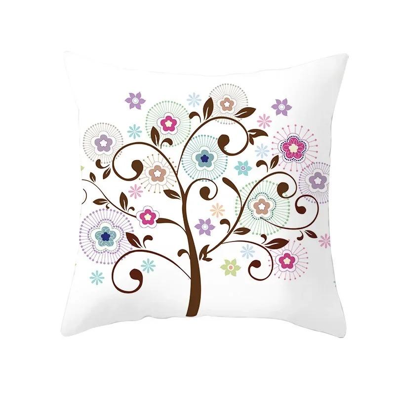 Colorful Tree Print Creative Fashion Cushion Cover Pillowcase Decorative Sofa Home Decor