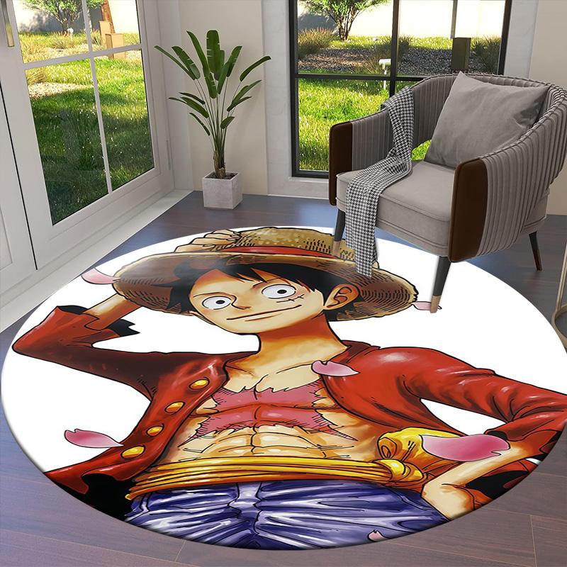 Ковер круглый с изображением Манки Д. Луффи из One Piece, ковер для гостиной, спальни, дивана, игровой комнаты, нескользящий коврик