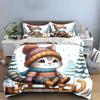 Cozy sledding kitty joy Bedding sets Duvet covers Pillowcases(1* Duvet Cover 2* Pillowcases without duvet insert)