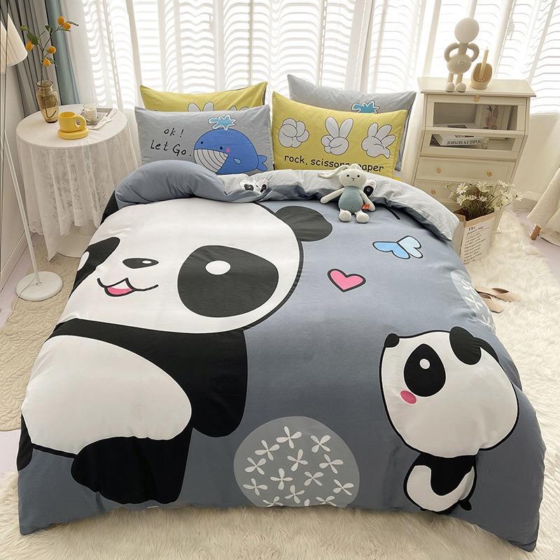Happy Panda Girl Duvet Cover Pillowcase Cartoon Bedding Set  Adult Boy Girl Bedroom Decoration Gift Single Double Size