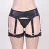 Классические черные кожаные женские регулируемые подвязки-трусики