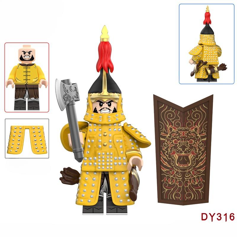 Китайская древняя кукла-солдат с восемью флагами, строительный блок, игрушка