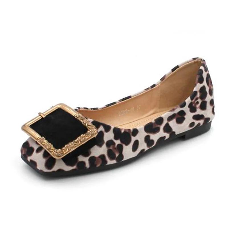 Spring Summer Leopard Shoes Women Flats Elegant Ladies Single Modern Shoes Soft Plus Size 41 D080