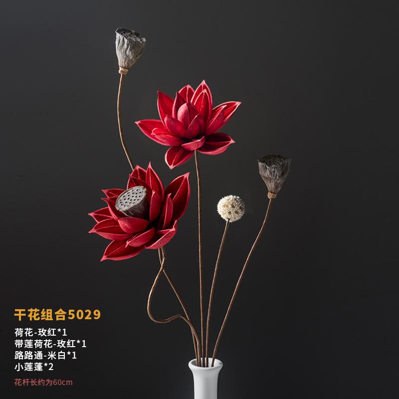 Dried Flower Bouquet with Real Flowers, Decorative Home Arrangement for Dining Table Centerpiece, Set 02