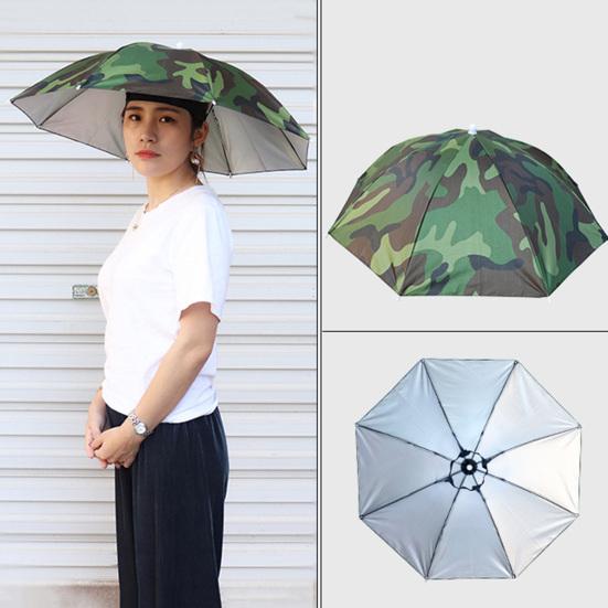 Umbrella Hat with Elastic Headband Waterproof Head Umbrella Hat Portable Hands-Free Folding Cap Fishing Hiking Sunshade Hat for Adult Kids Women Men