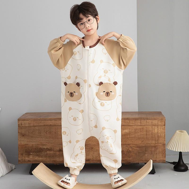100% Cotton Kids Pajama Set One-Piece Sleepwear Boys Girls Toddler To Teen Warm Lightweight Nightwear