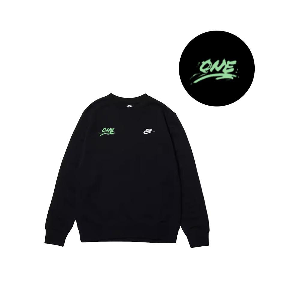 Nike Модный уличный универсальный однотонный свитшот с логотипом-буквой и круглым вырезом, унисекс, черный BV2667-010(TEAM1061-3.3.10)