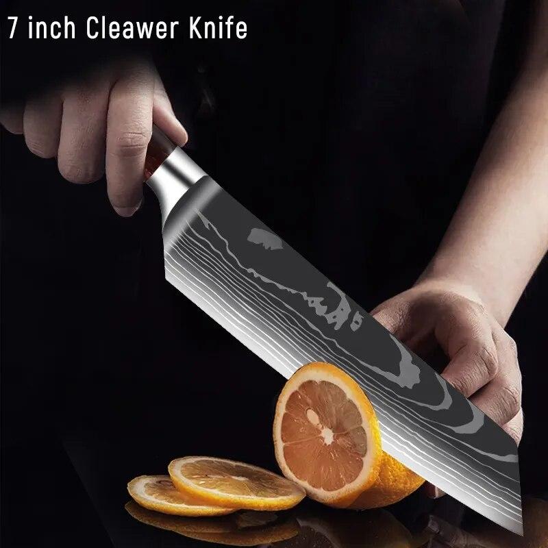 5-дюймовый кухонный нож, нож для мяса, дамасская сталь, бытовой нож для фруктов, острый нож для нарезки, нож шеф-повара с полимерной ручкой