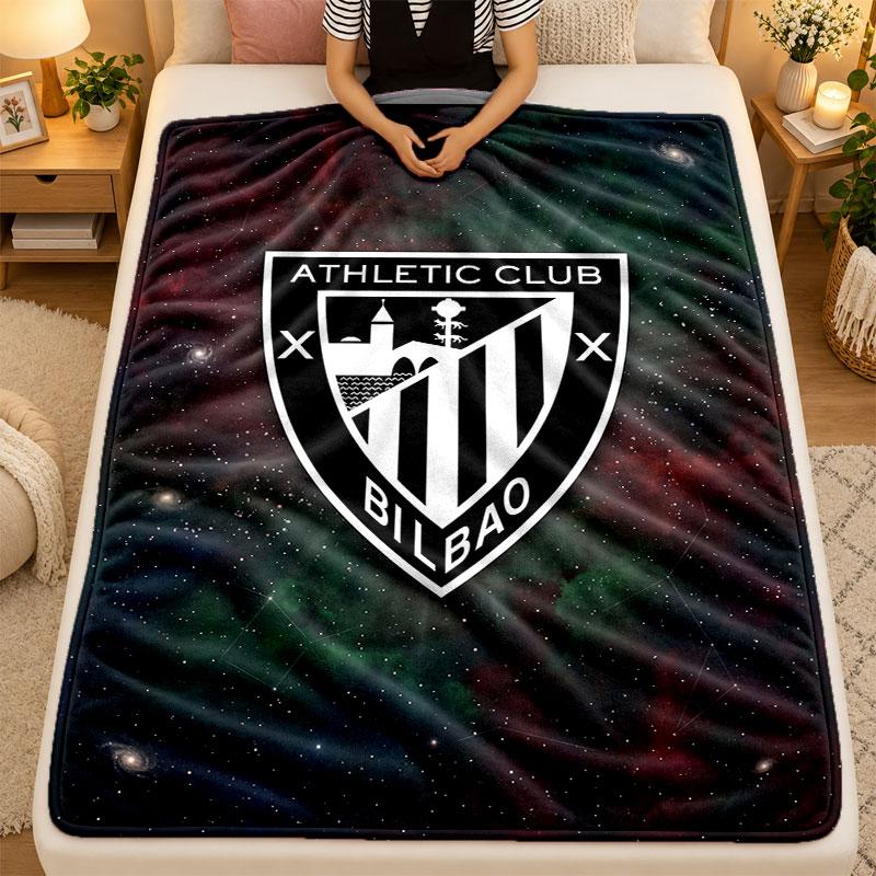 Flannel BlanketAthletic Bilbao Football Warm Soft Throw Blanket for Indoor Sofa Bed Living Room Use