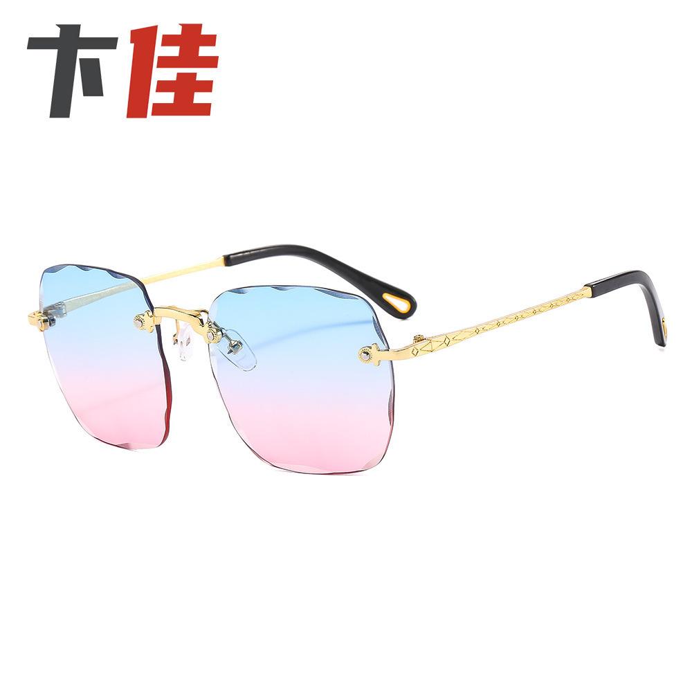 Солнцезащитные очки без оправы с квадратной оправой, женские очки, простые солнцезащитные очки с круглым лицом, постепенное изменение формы