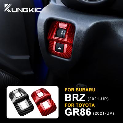 Real Hard Carbon Fiber For Subaru BRZ Toyota GR86 2021 2022 2023 2024 Air Conditioner Button Sticker Trunk Switch Interior Trim