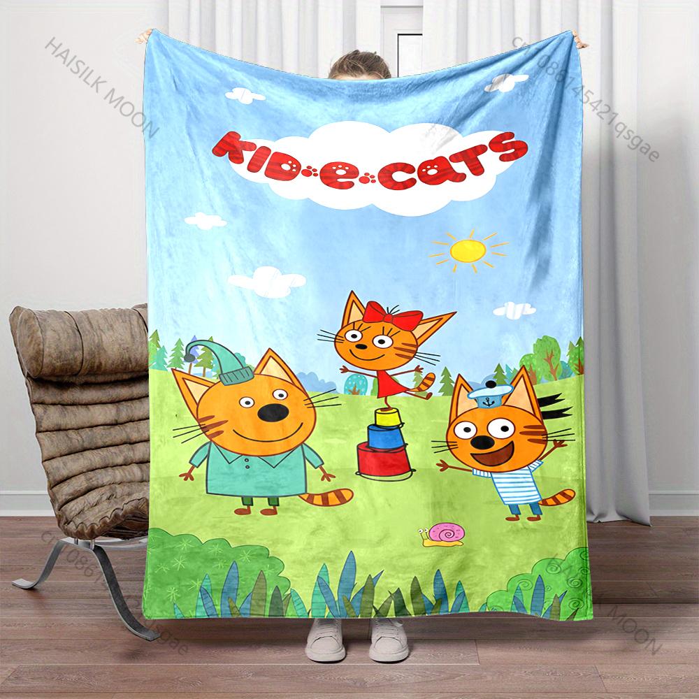 Multiple Styles Cartoon Kid-E Cats Print Blanket 4 Season Soft Fluffy Throw Deluxe Gift for Home Travel Camping Picnic Blanket