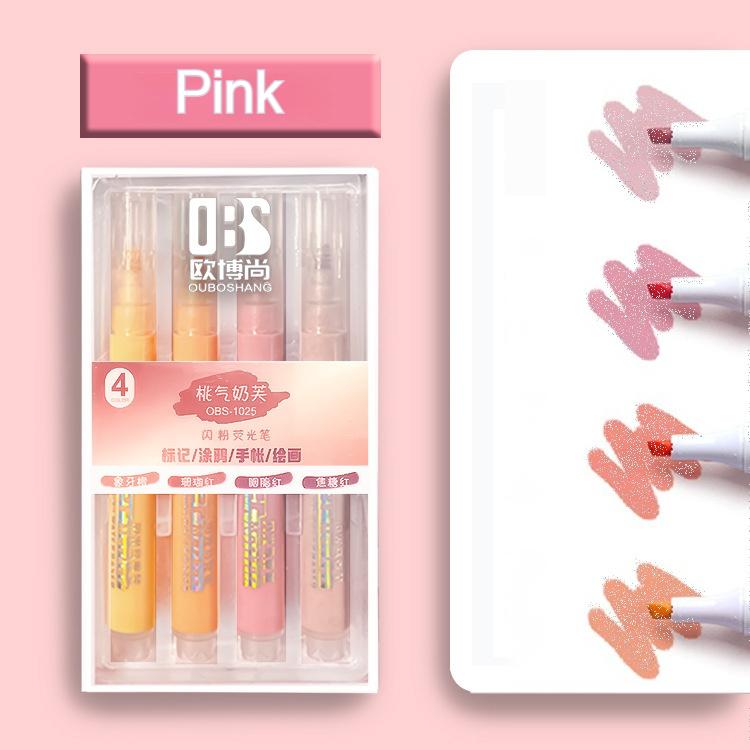 Набор из 4 блестящих цветных ручек, сверкающие маркеры-выделители, кисть 4 мм для рисования, живописи, художественной школы, металлический блеск