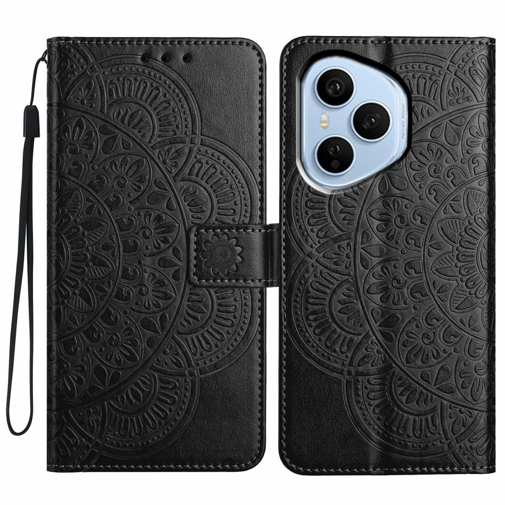 Для Honor 400 Pro 5G (Глобальный) Кожаный чехол с отделениями для карт, узор мандалы, чехол-подставка для телефона