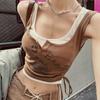 Retro Women Sexy Vest Workout Street Wear Casual Tank Tops For Girls Y2K Tees Sleeveless T-shirts Fashion Lady Vest