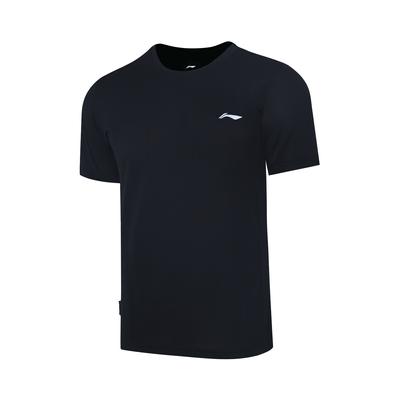 Футболка с коротким рукавом Li Ning Badminton Series с логотипом, однотонная, мужская, черная ATST655-1