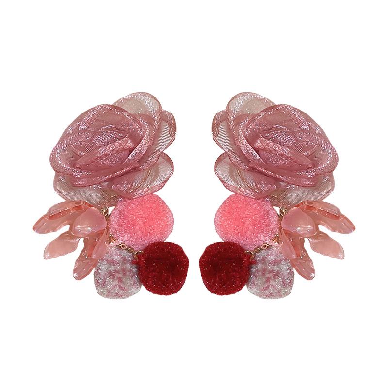 Корейские серьги-цветы из сладкого жемчуга и смолы: Универсальный, девичий дизайн в виде сердца для повседневной моды