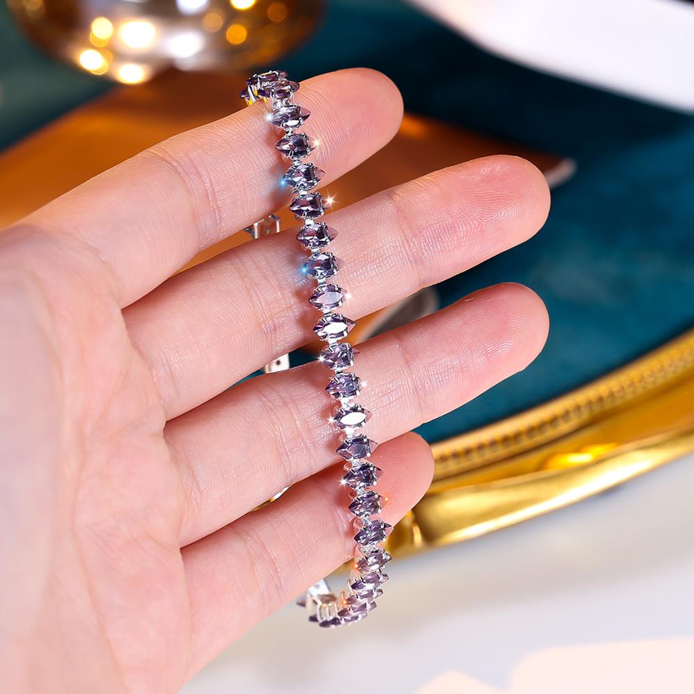 Shiny Zircon Thin Tennis Bracelet Luxury Exquisite Hand Bracelet Jewelry Decoration Daily Wear