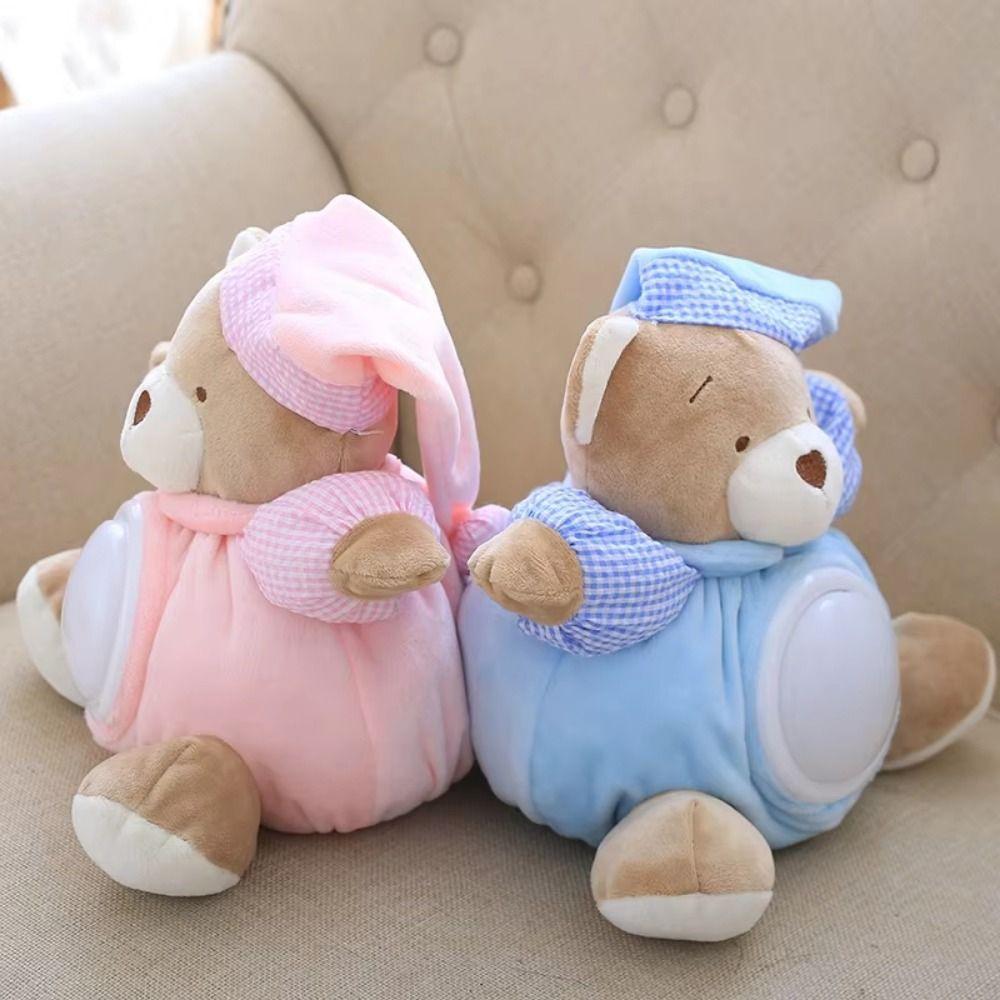Musical Appease Bear Toys Press Type Breathing Stuffed Animal Toy Safe Sleep Soother Kids