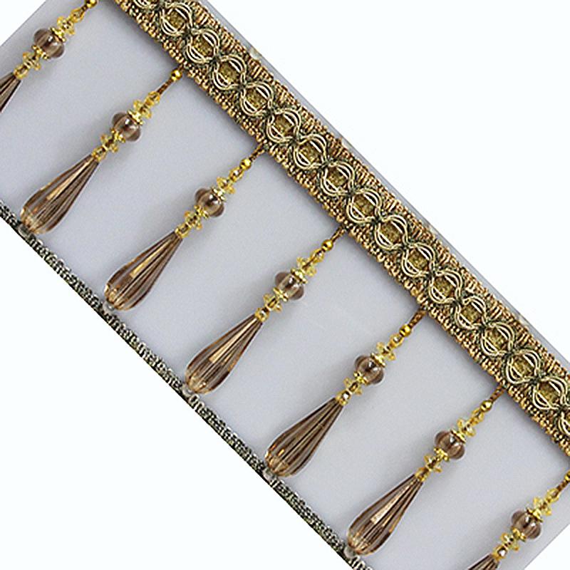 1M Кисточки для штор Кристальные бусины Кружевная бахрома DIY Шторная швейная отделка Кисточная кромка Лента Декоративные аксессуары для одежды Новые