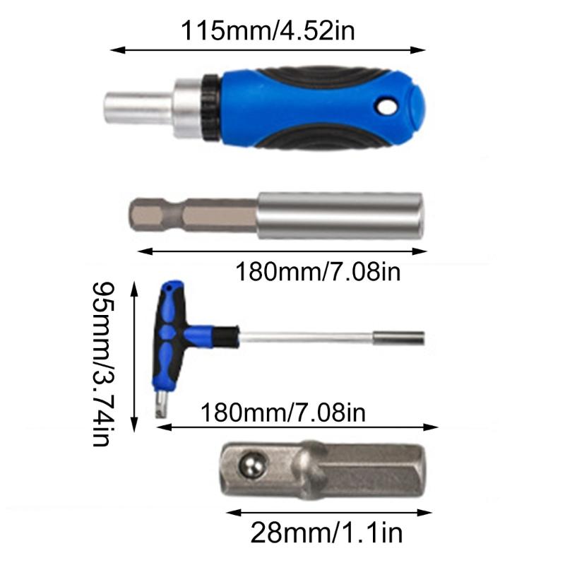 Многофункциональный набор ручных инструментов с трещоточными ключами, рукояткой и набором отверток для ремонта