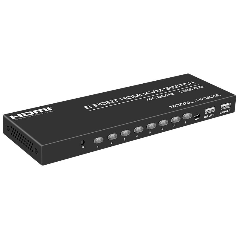 HK801A Fjgear New Invention Usb2.0 Selector 8In 1Out 3840X2160P*60Hz Kvm Switch Usb Hdmi 8 Port Kvm Switch