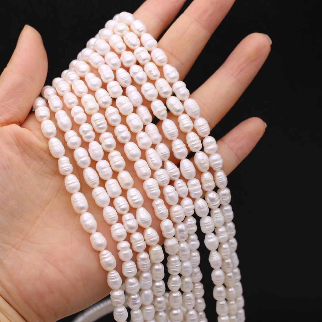 1 нить элегантные бусины из натурального жемчуга белые, уникальные роскошные бусины-разделители в форме риса для самостоятельного изготовления женского ожерелья, браслета на щиколотку, аксессуаров 36 см