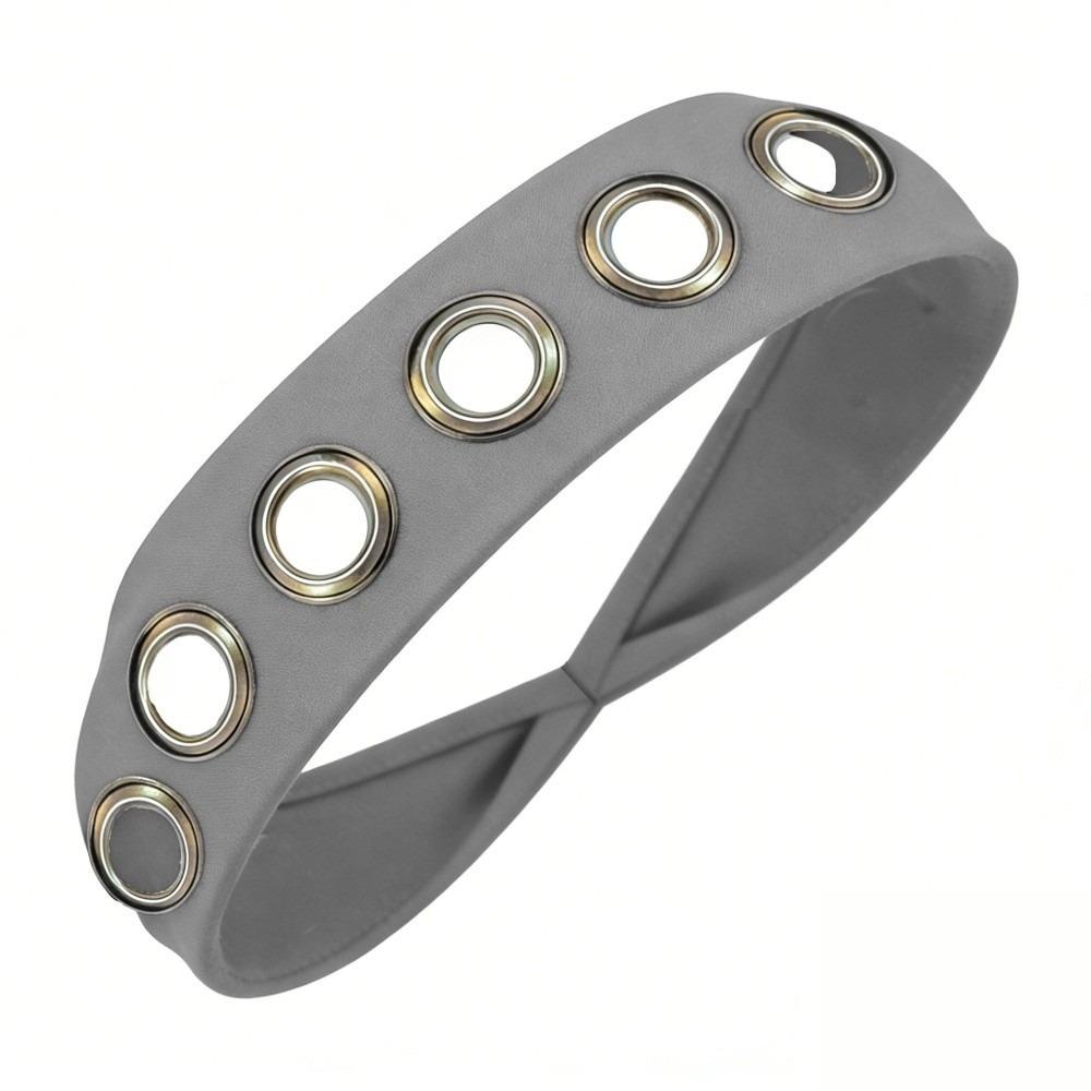 Solid Color Hollow Metal Headband Grommet Yoga Elastic Hair Band Women