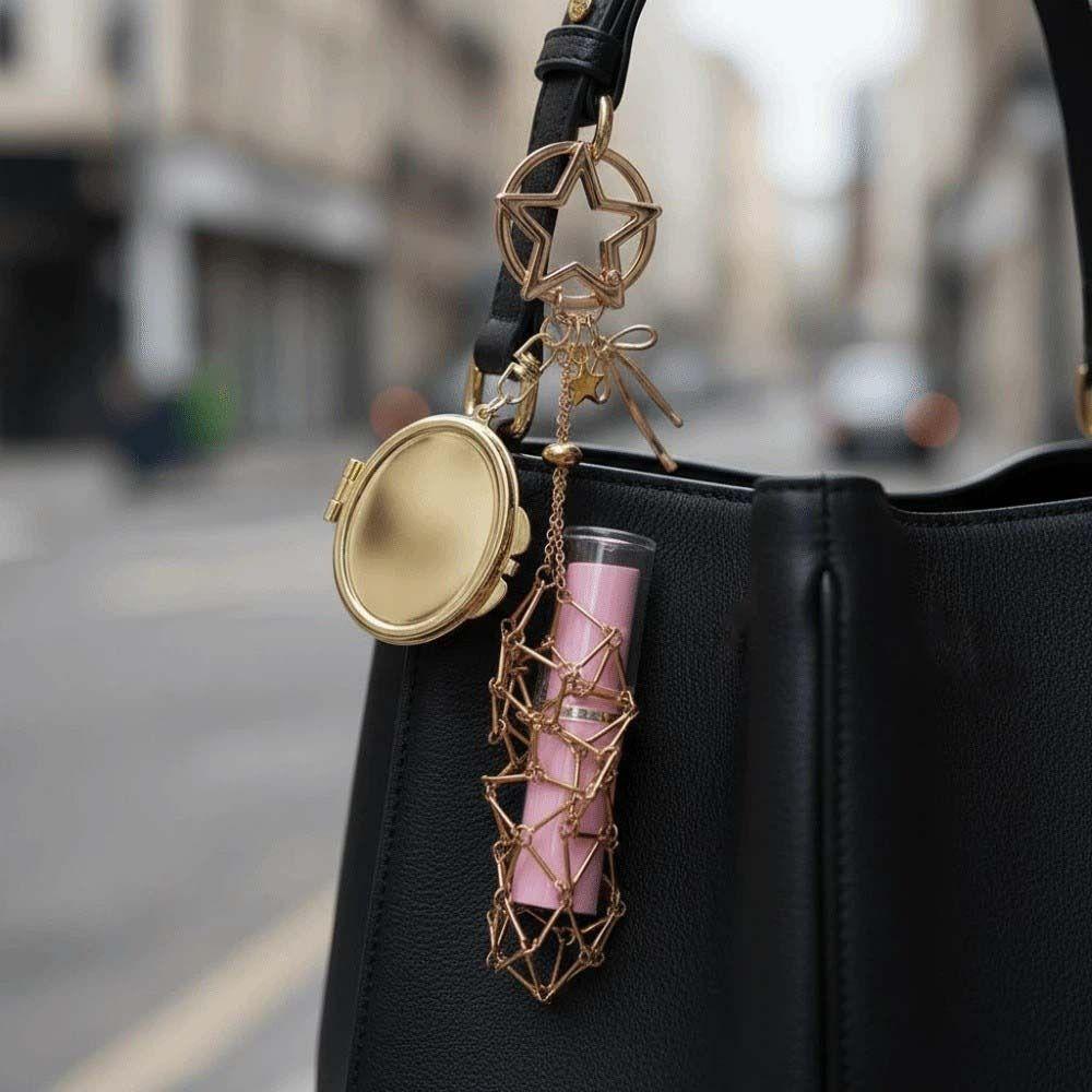 Mini Net Pocket Lipstick Bag Keychain Portable Lipstick Cover Key Ring Bag Pedant