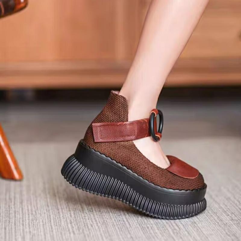 Модные туфлиТолстая подошва Маффин Увеличение круглой головки Мода Все удобные нескользящие дышащие спортивные износостойкие каблуки Женщины