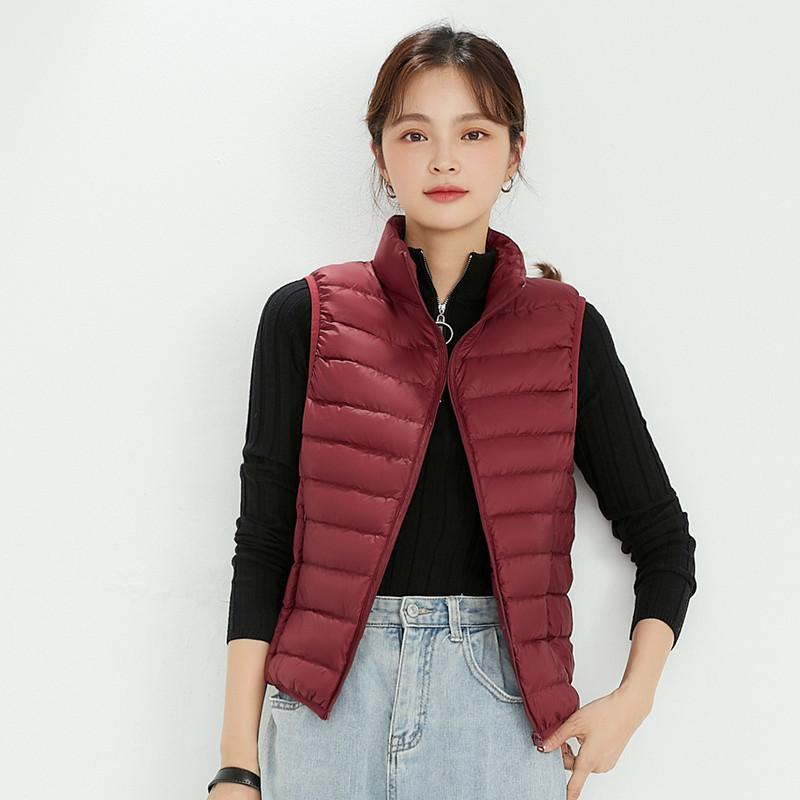 UUYUYI light and thin stand-up collar down vest women's autumn and winter warm simple vest white duck down wear versatile coat