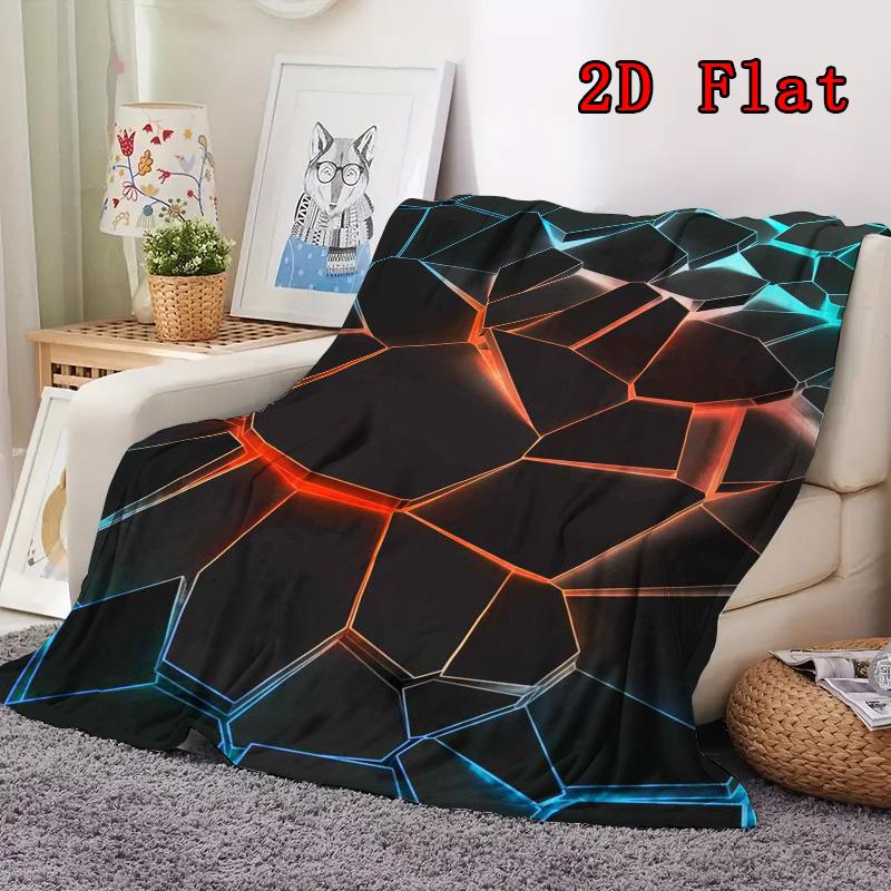 Geometric Colorful Light Rays 2D Flat Pattern Flannel Blanket High quality All Seasons Warmth and Comfort Perfect for Christmas Gifts.