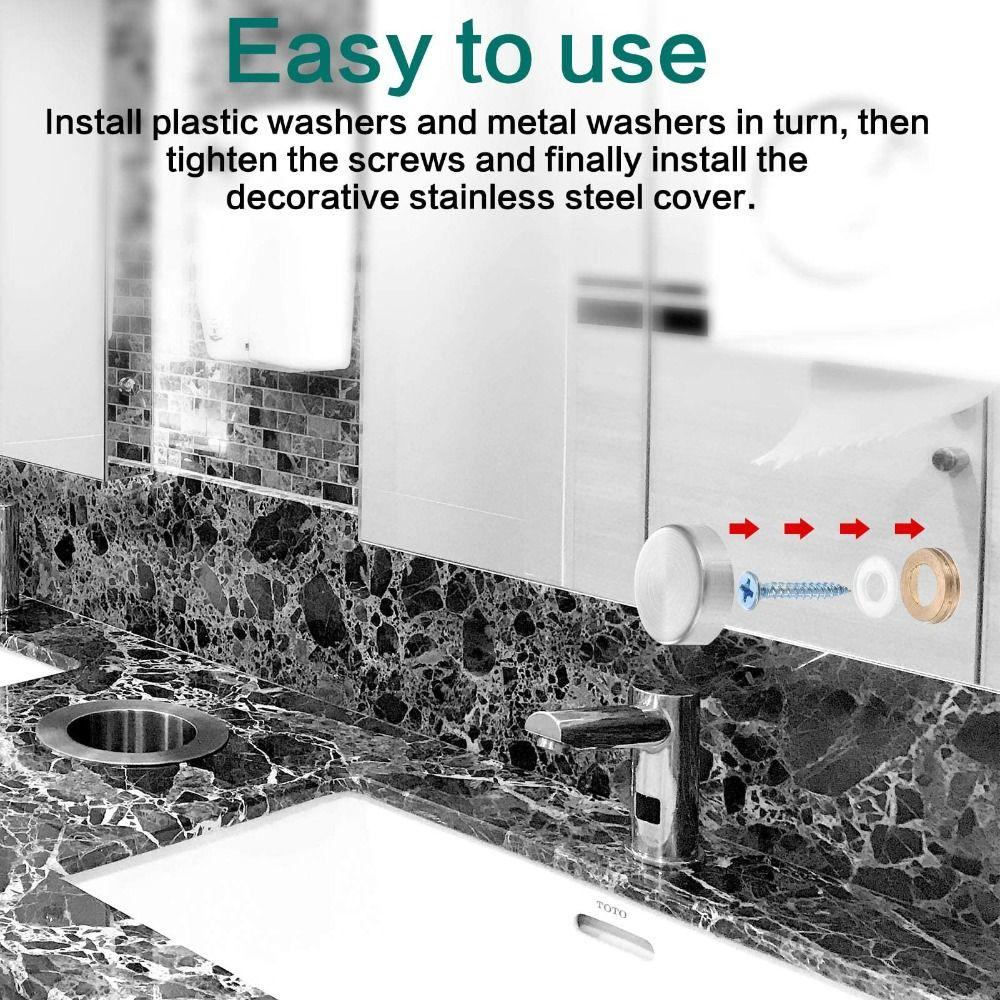 20 шт. серебряных колпачков для винтов из нержавеющей стали 0,63"/16 мм для зеркальных винтов, журнальных столиков